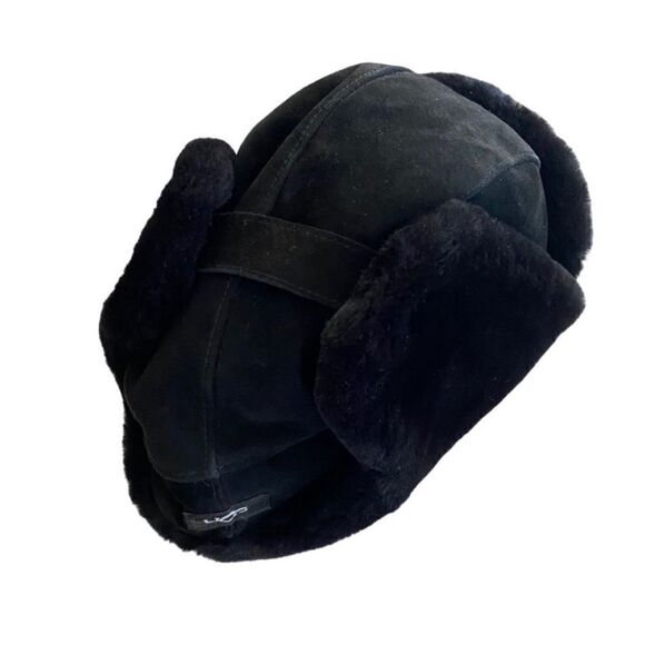 UGG black leather suede sheepskin trapper fur hat main image 5